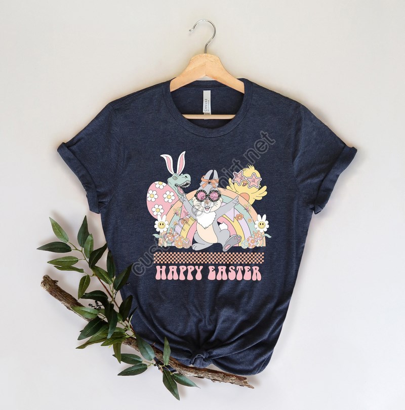 Happy Easter Shirt Groovy Easter Shirt Funny Easter Shirt Easter Shirts For Womens Teacher Easter Shirtrainbow Retro Easter Shirt