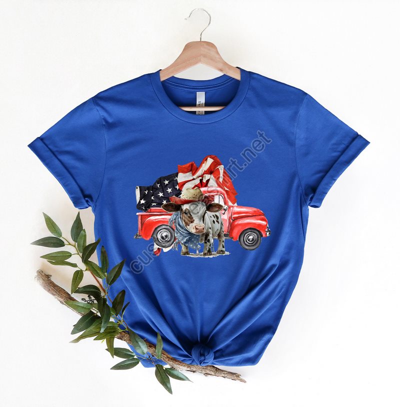 Patriotic Truck Shirtfreedom Shirtfourth Of July Shirtpatriotic Teeindependence Day Shirtspatriotic Family Shirtsamericana Cow