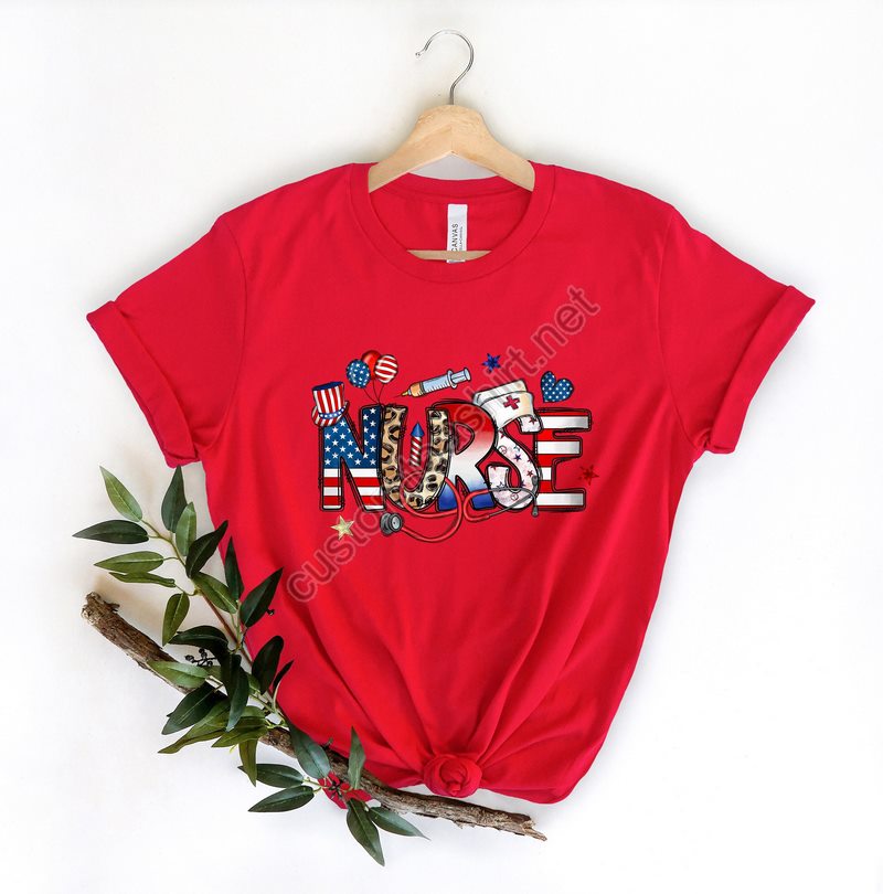 All American Nurse Shirt 4th Of July Nurse Shirt Nurse Gift Nursing School Tee Registered Nurse Shirt Rn Shirt Funny Nursing Shirt