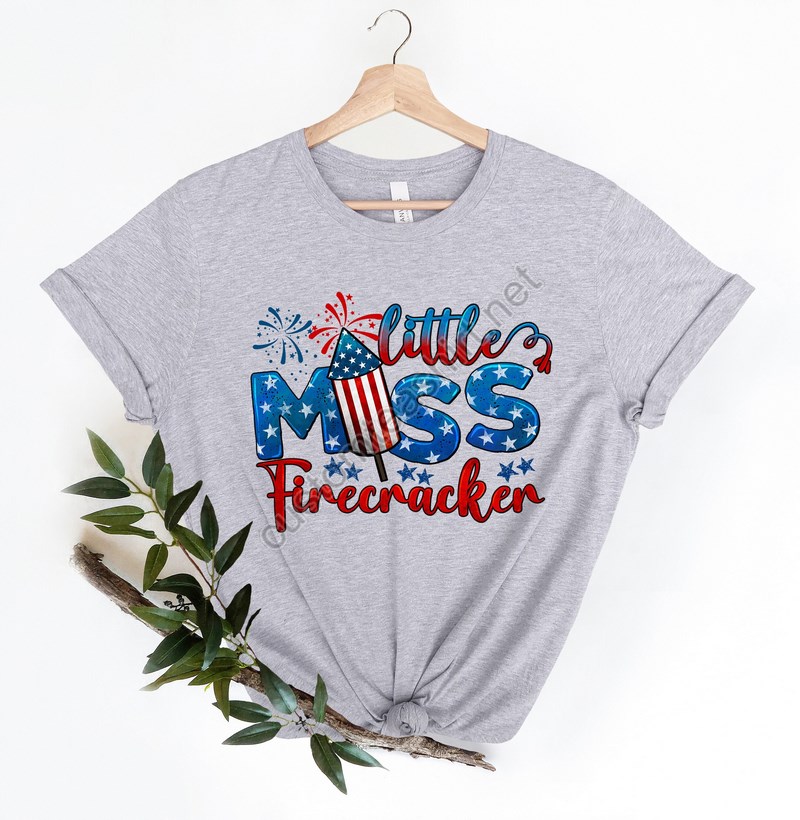 Little Miss Firecracker Shirt 4th Of July Shirt Patriotic Shirt Fireworks T-shirt American Flag Tee Stars Shirt 4th Of July Gift