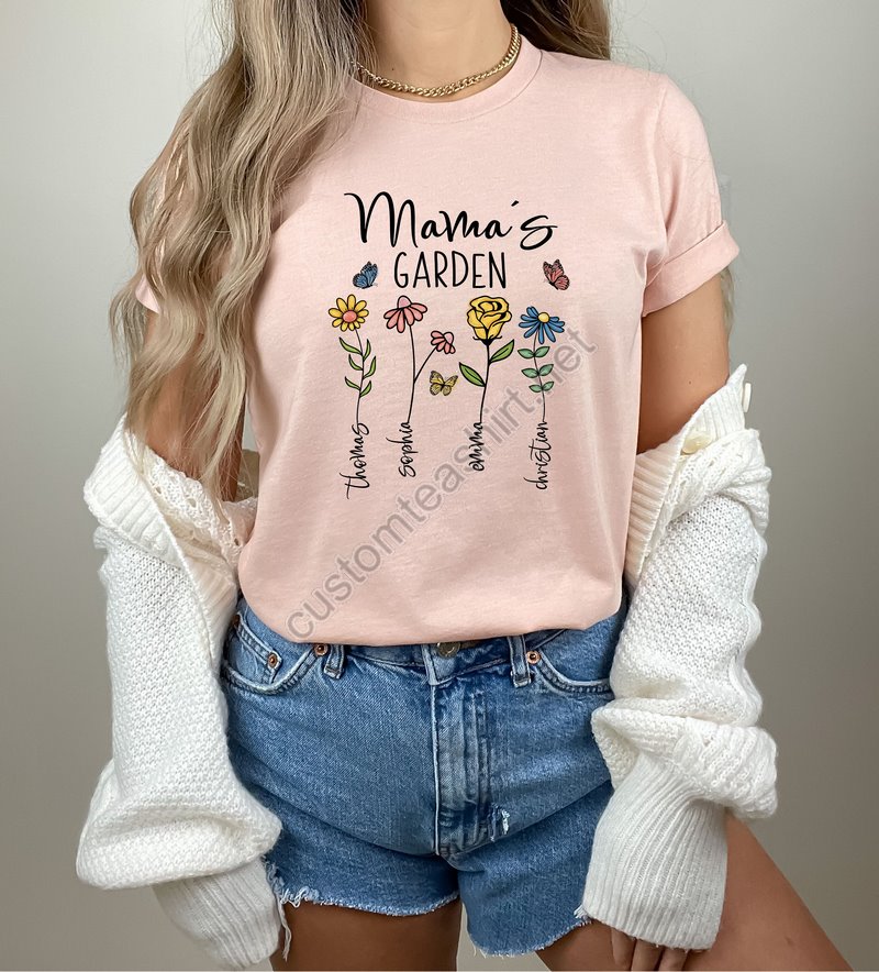 Custom Mothers Day Shirt Personalized Mom Gift Mothers Day Gift Mama's Garden T-shirt Customized Mom Tee Mother Gift Gift From Son