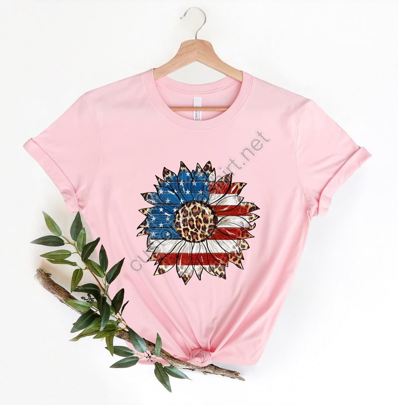 America Sunflower Shirt Sunflower Flag Gift Shirtleopard Sunflower 4th Of July Shirt 4th Of July Flag Gift Shirt Independence Shirt