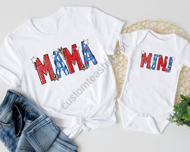 Mama And Mini American Flag Shirt 4th Of July Shirt Mama Mini Patriotic Couple Shirt Patriotic Tee Independence Day Shirt4th Of July