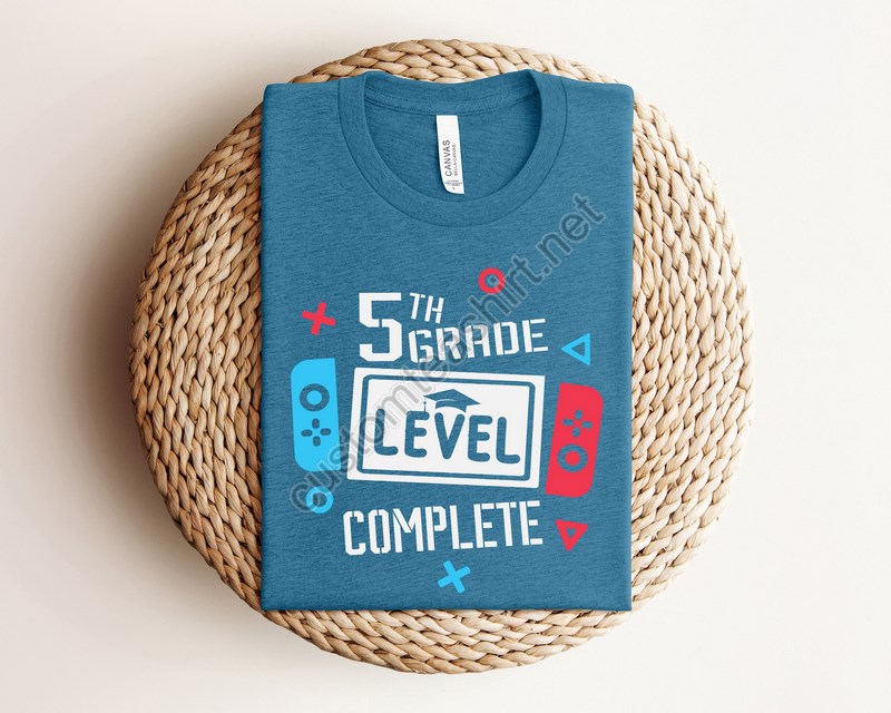 5th Grade Level Completed Gamer Graduation Shirt School Graduation T-shirts Gamer Boys Girls Shirt Custom Class Matching Tees Game Over