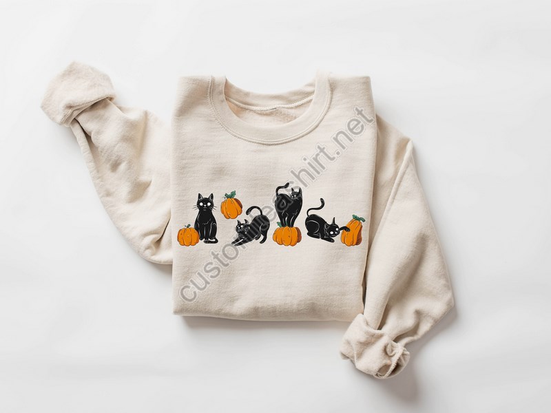 Halloween Sweatshirtcat Sweatshirtghost Shirthalloween Sweatercool Halloween Cat Shirtcat Lover Tshirtblack Cat Shirt2023 Spooky Seas