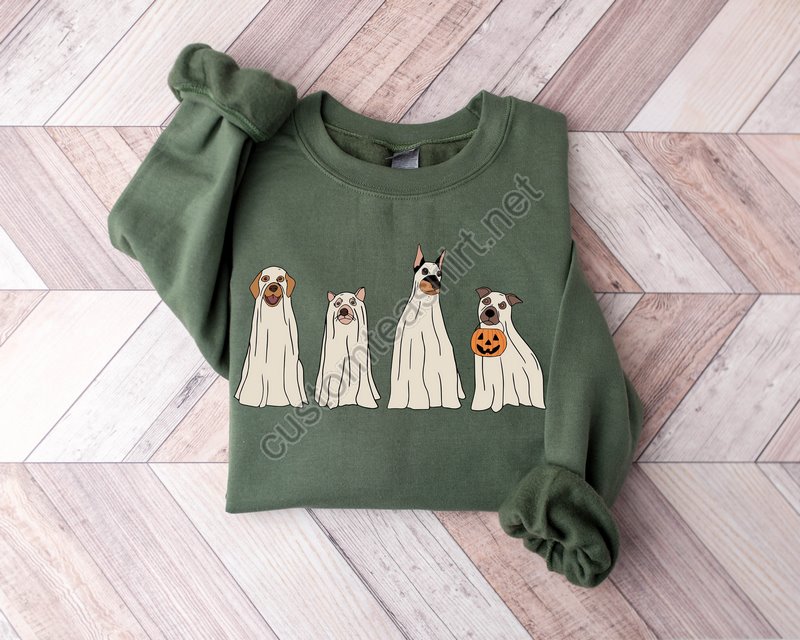 Halloween Sweatshirthalloween Sweaterghost Sweatshirthalloween Dog Sweatshirtghost Dog Shirt2023 Happy Halloweenretro Spooky Season