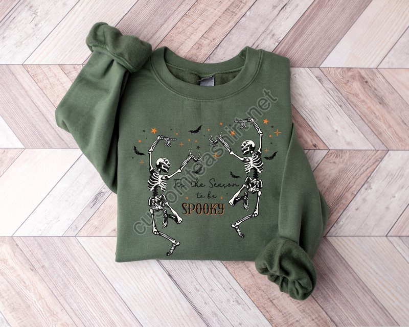 This Is The Season To Be Spooky Sweatshirt Skeleton Pocket Sweatshirt Skeleton Graphic Sweatshirt Halloween 2023 Spooky Season