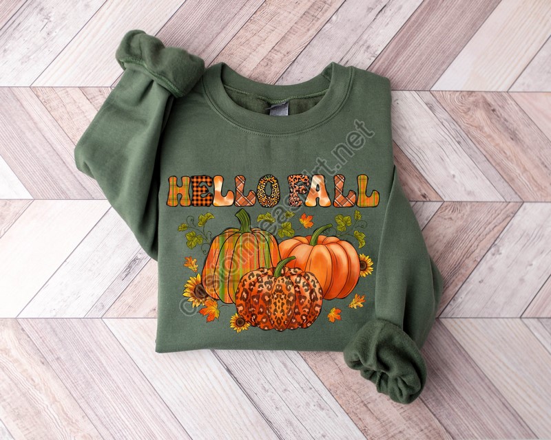 Hello Fall Sweatshirt Thanksgiving Sweater Family Sweatshirt Funny Thanksgiving Shirt Women Fall Sweater Cute Autumn Sweatshirt