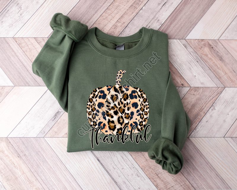 Leopard Pumpkin Sweatshirt Leopard Print Sweatshirtwomens Fall Sweatshirtfall Sweatshirtthanksgiving Shirtthankful Fall Sweatshirt