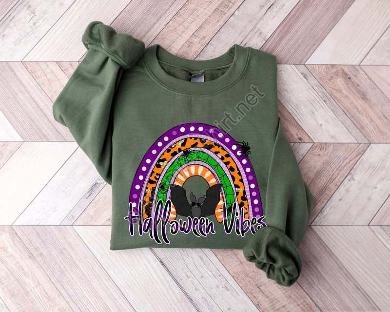 Halloween Vibes Rainbow Sweatshirtspooky Halloween Shirt Funny Halloween Shirt Halloween Shirtwoman Halloween Gift