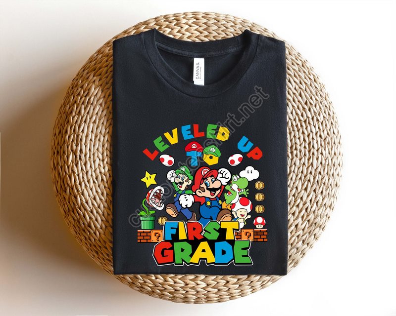 Leveled Up To First Grade Shirtteacher First Grade Shirtfirst Grade Shirtfirst Day Of School Shirt1st Grade Kids Shirtback To School