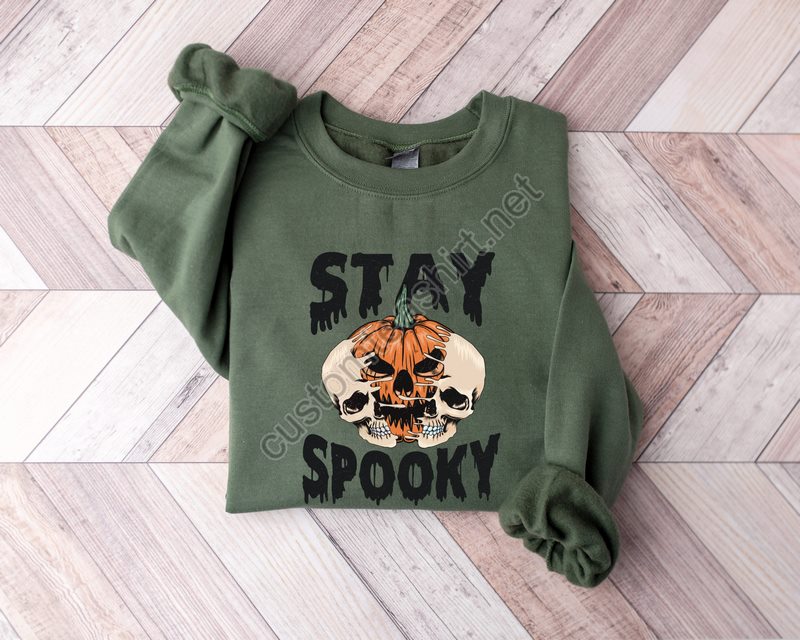 Skull Hoodieretro Stay Spooky Sweatshirt Halloween Skeleton Sweater Creepy Pumpkin Halloween Giftskull Sweatshirtspooky Sweatshirt