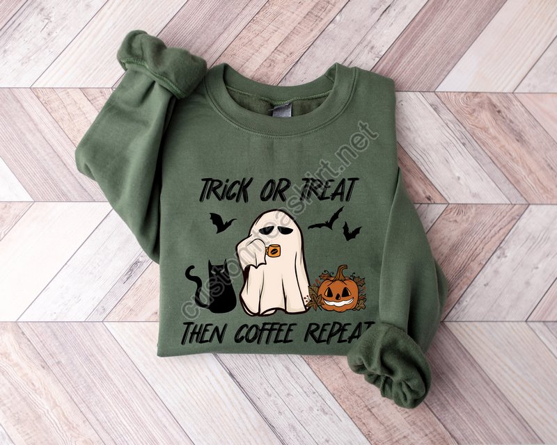 Halloween Trick Or Treat Shirt Halloween Trick-or-treat Halloween Coffee Shirt Funny Halloween Shirt Coffee Halloween Sweatshirt