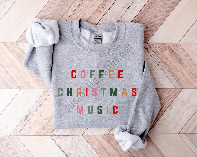 Coffee Christmas Music Shirtcoffee Lover Christmas Giftholiday Shirtwomen's Christmas Outfitchristmas Coffee Teechristmas Lovers Tee