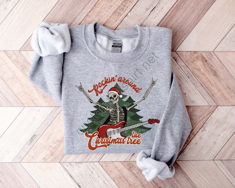 Christmas Sweatshirt Rockin Around The Christmas Tree Shirt Holiday Sweater Merry Christmas Shirt Minimal Christmas Sweatshirt Xmas Tee