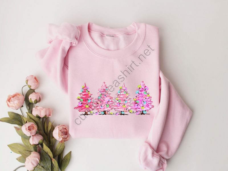 Pink Tree Christmas Sweaterchristmas Sweaterchristmas Giftchristmas Tree Sweatshirtholiday Sweaters For Womenwinter Sweatshirt