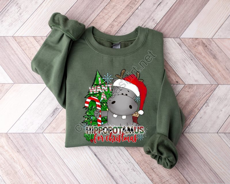 I Want A Hippopotamus For Christmas Shirt Hippo Shirt Christmas Hippo Shirt Christmas Hippo Sweatshirt Hippo Family Matching Shirt