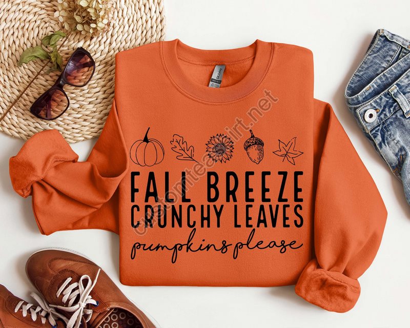 Fall Breeze Crunchy Leaves Sweatshirtfall Leaves Shirtfall Season Crewneckfall Giftsautumn Leaves Shirttis The Season Shirtfall Shirt