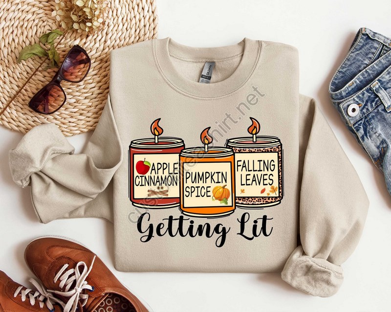 Getting Lit Fall Shirt Pumpkin Shirt Getting Lit Candles Shirt Fall Outfit Fall Bachelorette Party Shirtthanksgiving Shirt Fall Shirt