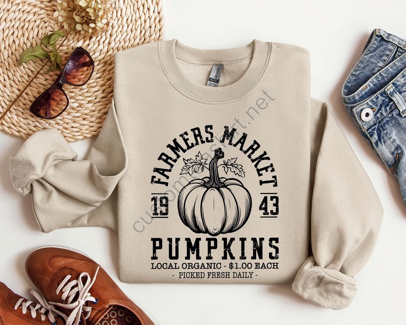 Farmers Market Sweatshirtretro Thanksgiving Sweatshirtpumpkin Sweatshirtcute Fall Sweatshirtpumpkin Crewneckhalloween Shirt