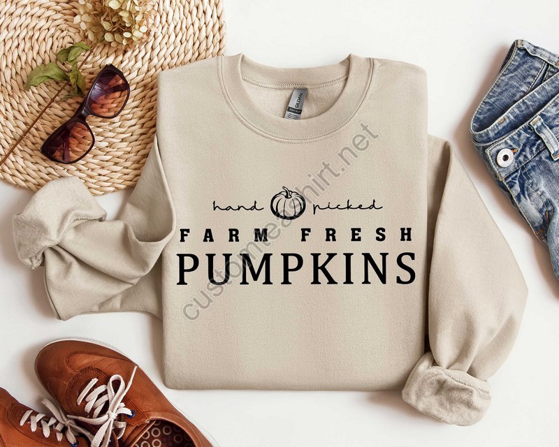 Farm Fresh Pumpkins Crewneck Sweatshirt Pumpkin Truck Shirt Farm Fresh Sweater Fall Lovers Pullover Autumn Gift Pumpkin Patch Jumper