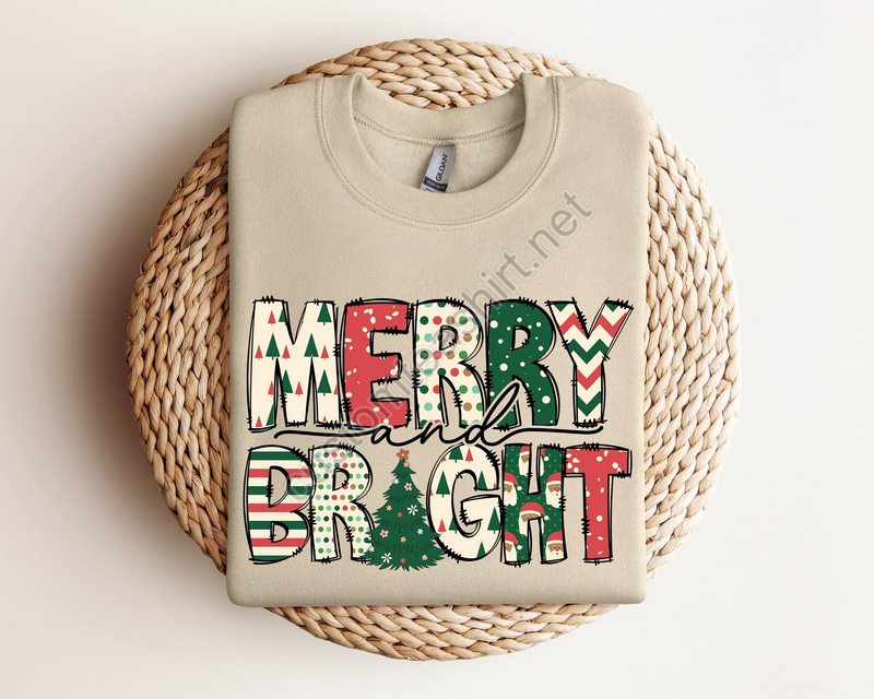 Merry And Bright Sweatshirt Christmas Sweatshirt Family Christmas Sweatshirt Christmas Sweatshirts For Women Merry Christmas Sweatshirt