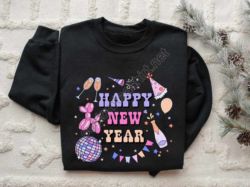 Happy New Year Sweatshirt Happy New Year 2024 Girls New Year Trip Hoodie 2024 Holiday Sweatshirt New Year Party Sweatshirt