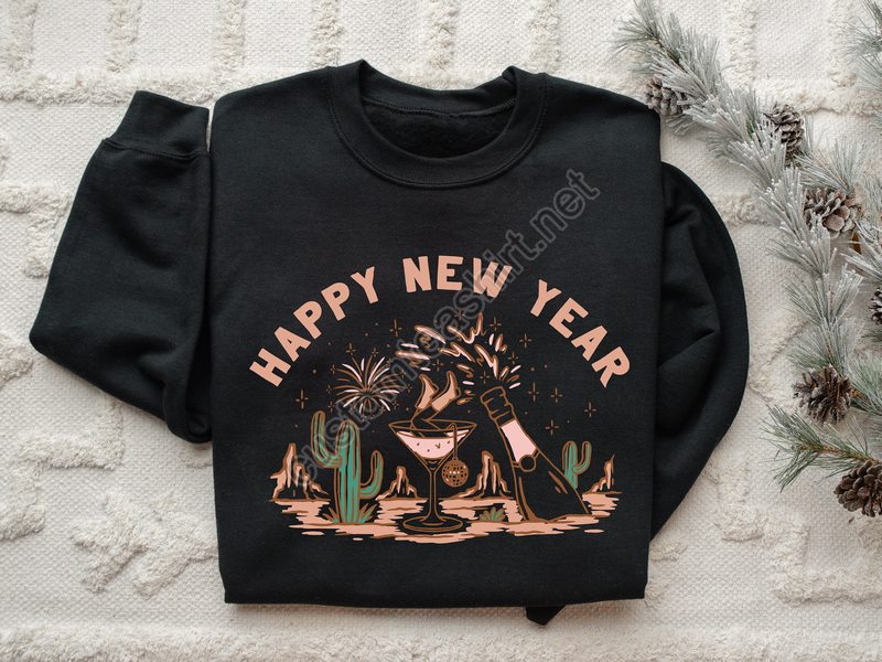 Happy New Year Sweatshirt Happy New Year 2024 Girls New Year Trip Hoodie 2024 Holiday Sweatshirt New Year Party Sweatshirt