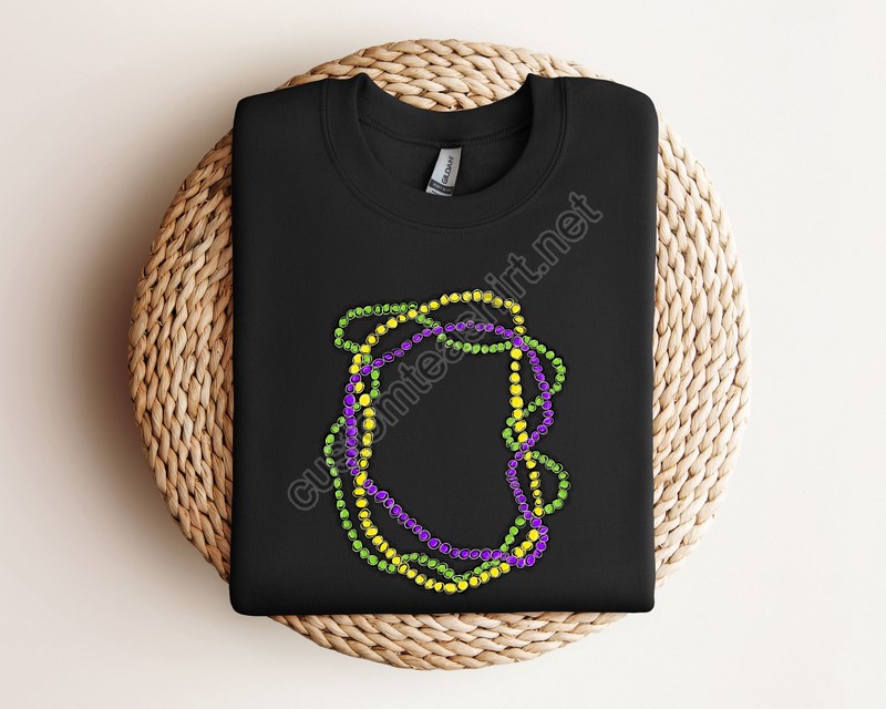 Mardi Gras Beads Sweatshirtmardi Gras Sweatshirtlouisiana Mardi Gras Hoodiefestival Sweatshirtmardi Gras Outfitgiftcarnival Shirt