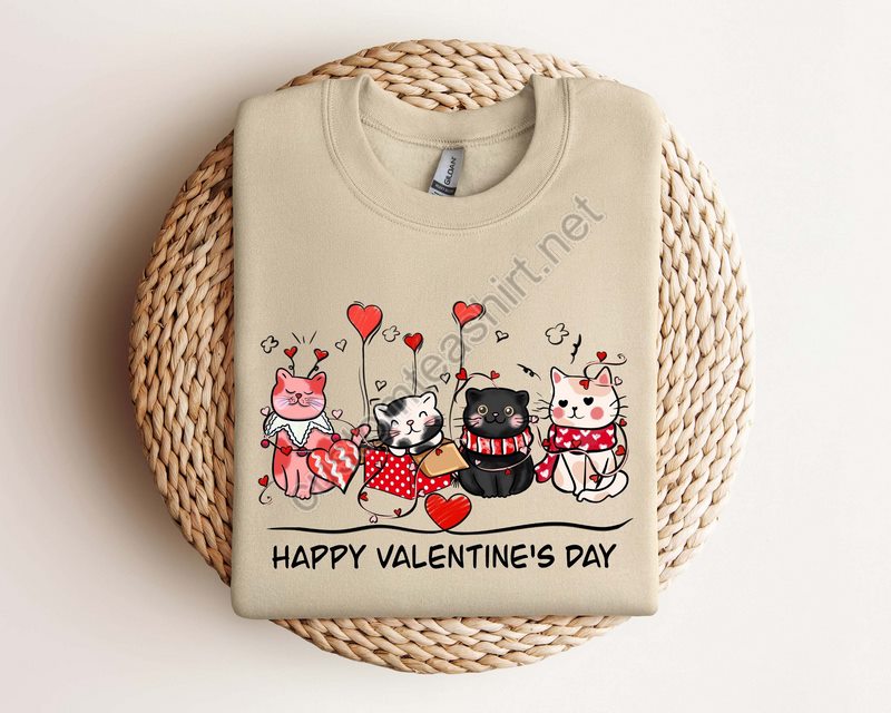 Cute Cat Valentine Sweatshirt Cat Lover Valentine Sweater Valentines Day Gift For Her Funny Valentine Day Shirt Valentine's Day Gift