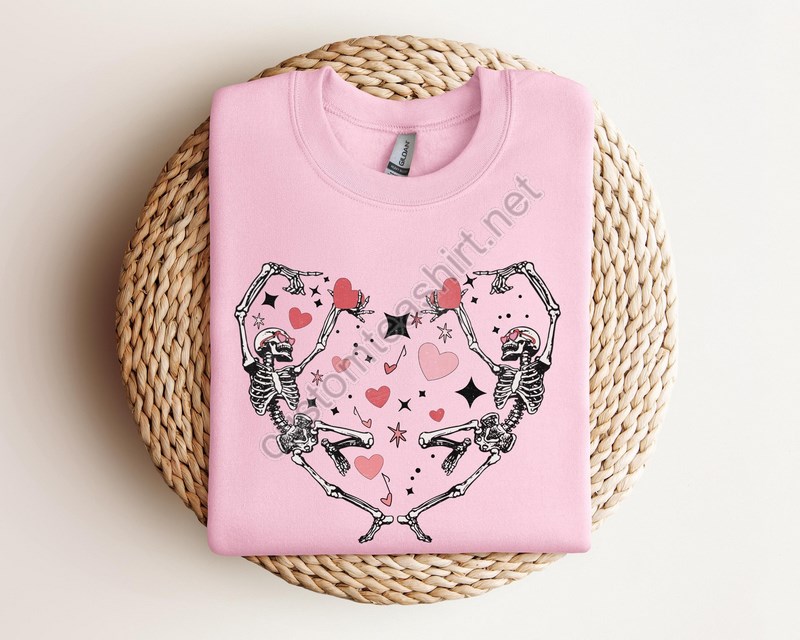 Skeleton Love Sweatshirt Valentines Day Gift Skull Valentines Day Shirt Heart Shirt Valentine Skeleton Shirt Skeleton Dancing Shirt