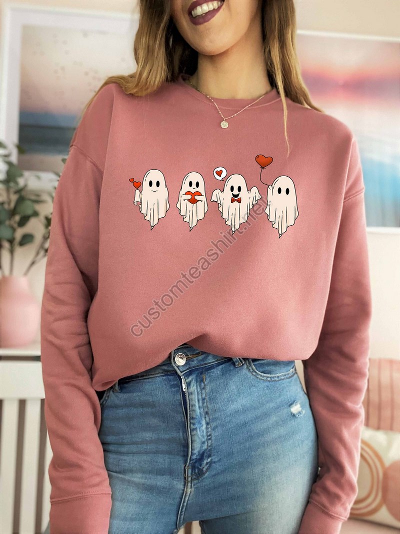 Valentine Sweatshirt Valentines Day Sweatshirt Valentines Ghost Sweatshirt Cute Ghost Sweater Valentines Gift Spooky Valentine Crewneck