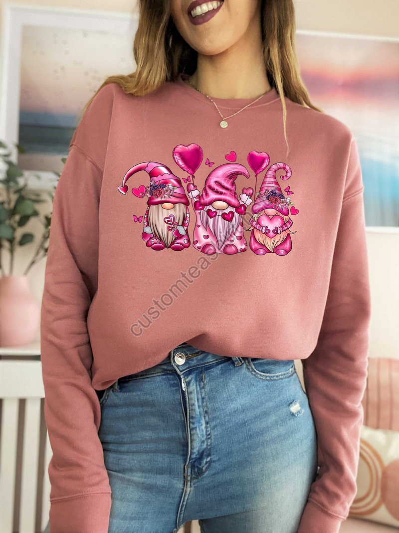 Gnomes Valentines Day Sweatshirt Gnome Hearts Sweatshirt Valentines Day Shirts For Women Valentines Day Gift Cute Gnome Sweatshirt