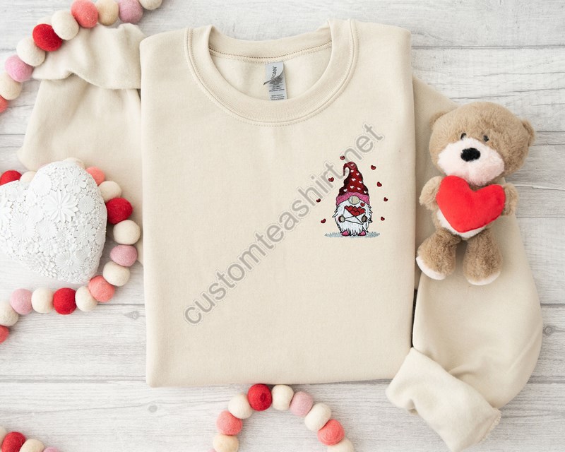 Embroidered Valentines Day Sweatshirtxoxo Sweatshirtvalentine Day Outfitvalentines Day Giftembroidered Valentines Gnomes Sweatshirt