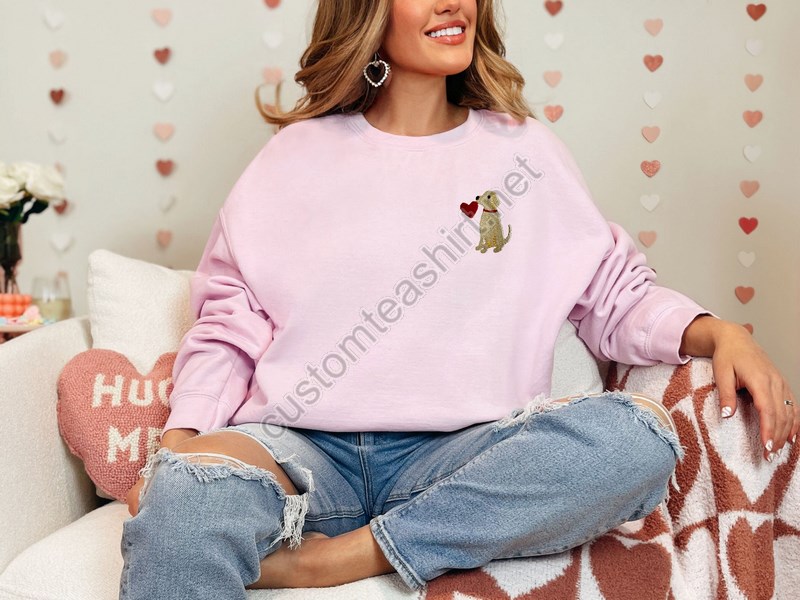 Embroidered Valentines Day Sweatshirtxoxo Sweatshirtvalentine Day Outfitvalentines Day Giftembroidered Valentines Dog Sweatshirt