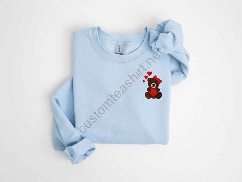 Embroidered Valentines Day Sweatshirtxoxo Sweatshirtvalentine Day Outfitvalentines Day Giftembroidered Valentines Bear Sweatshirt