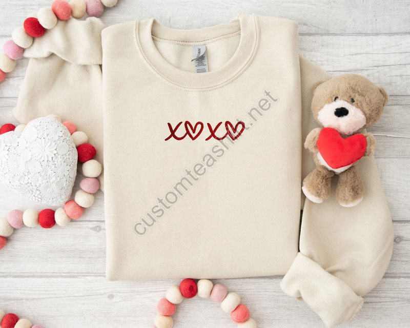 Embroidered Valentines Day Sweatshirtxoxo Sweatshirtvalentine Day Outfitvalentines Day Giftembroidered Valentines Xoxo Sweatshirt