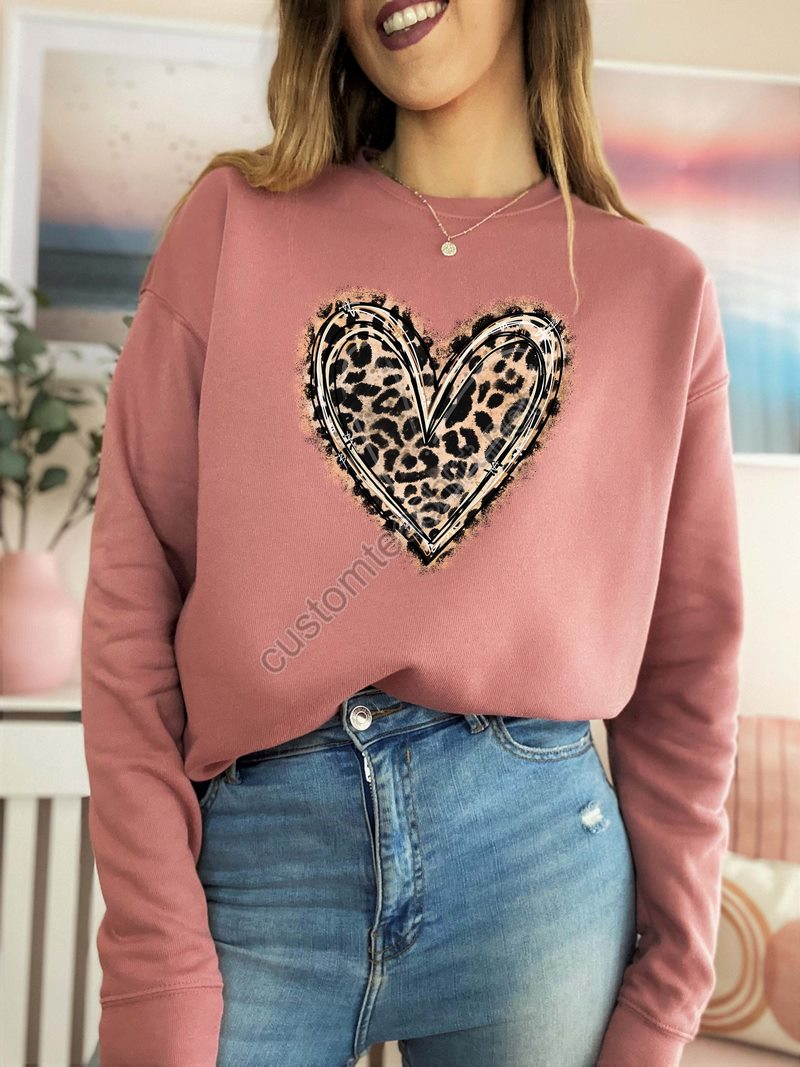 Leopard Heart Valentines Day Sweatshirt Valentines Day Sweatshirt Valentines Day Hoodie Heart Sweatshirt Leopard Heart Sweatshirt