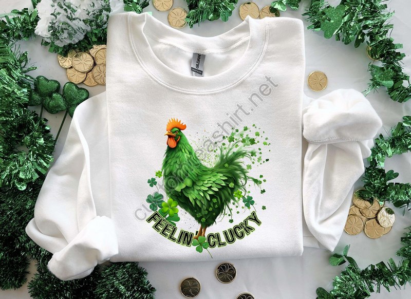 Chickens St Patricks Day Sweatshirtst Patricks Day Sweatshirtwomen's Saint Paddys Day Outfitshamrock Sweatshirt St Pattys Day Sweatshir