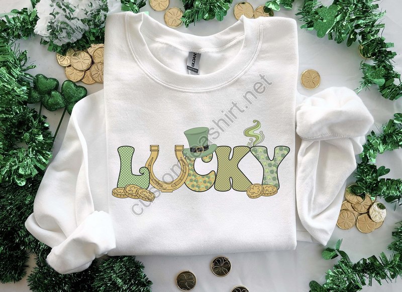 Cute Lucky Sweatshirt Funny St Patrick's Day Sweatshirt Happy Shamrock Shirt Irish Shirt Women's St Patricks Day Shirt