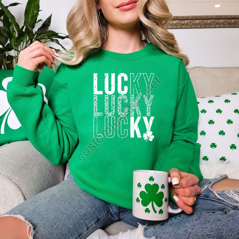 Cute Lucky Sweatshirt Funny St Patrick's Day Sweatshirt Happy Shamrock Shirt Irish Shirt Women's St Patricks Day Shirt