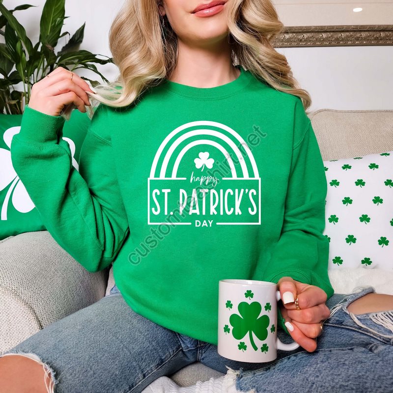 Happy Go Lucky Sweatshirt St Patrick's Day Sweatshirt Rainbow Saint Patty's Day Hoodie Saint Patrick's Day Gift Lucky Irish Sweatshirt