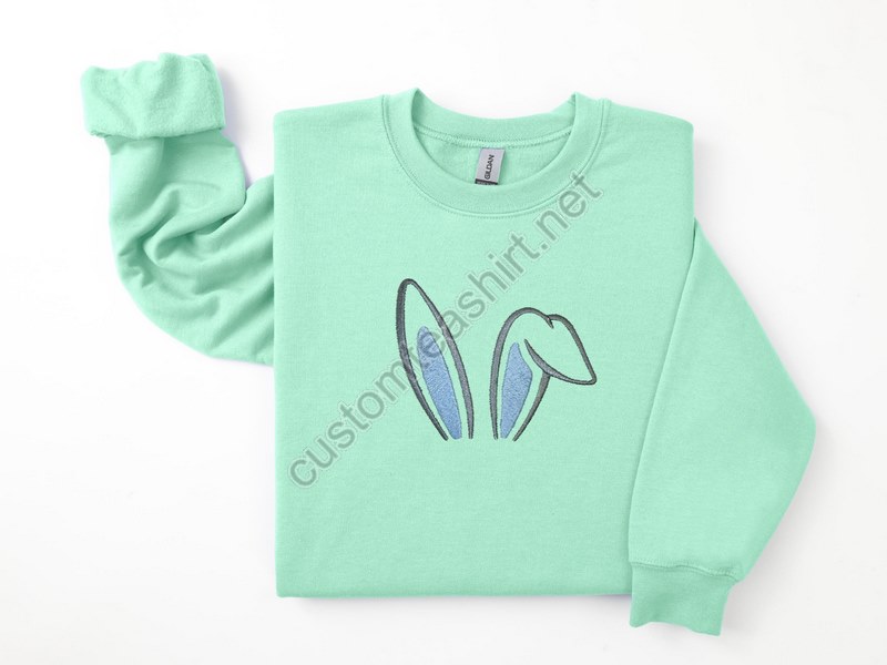 Easter Bunny Embroidered Sweatshirtbunny Sweatembroidery Sweatshirteaster Sweateaster Gifthappy Easter Embroidery Sweatshirt