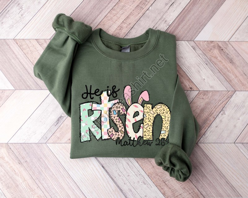 He Is Risen Sweatshirt Christian Easter Sweatshirt Womens Easter Sweatshirt Bible Verse Sweatshirt Religious Sweatshirt Easter Gift