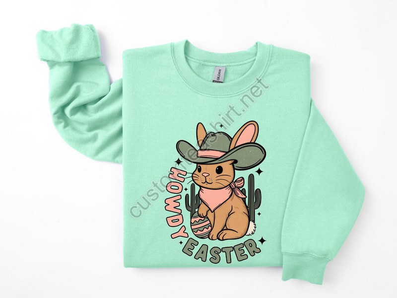 Howdy Easter Shirtcute Easter Sweatshirteaster Bunny T-shirtgift For Easterhappy Easter Day Shirtwestern Easter Outfitbunny Tee