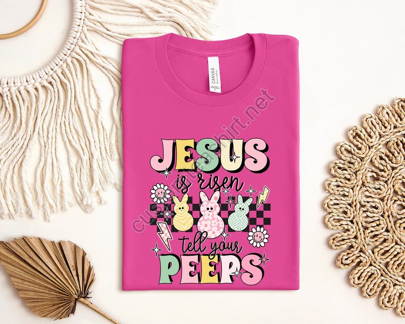 Jesus Is Risen Tell Your Peeps Shirt Easter Jesus Kid Shirt Cute Bunny Peep Shirt Easter Toddler Shirt Christian Kids Gifttoddler Shirt