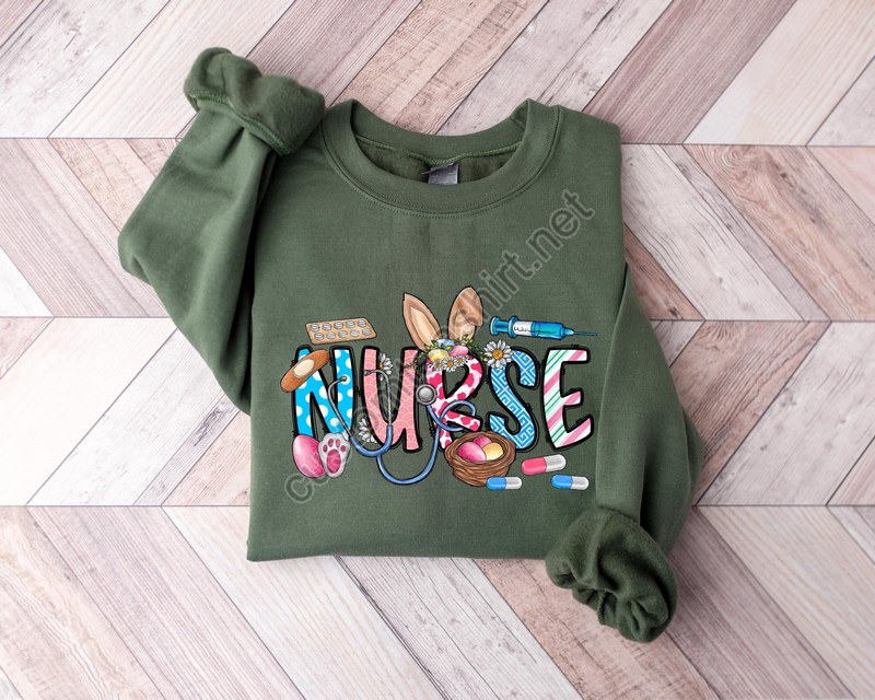 Easter Nurse Sweatshirts Bunny Nurse Sweatshirt Easter Day Nurse Sweatshirts Easter Nurse Gift Nurse Bunny Sweatshirt Funny Nurse Shirt