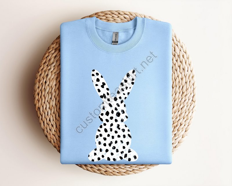 Easter Bunny Shirt Easter Dalmatian Bunny Shirt Easter Leopard Printed Bunny Shirt Easter Bunny Sweatshirt Easter Sweatshirteaster Gift