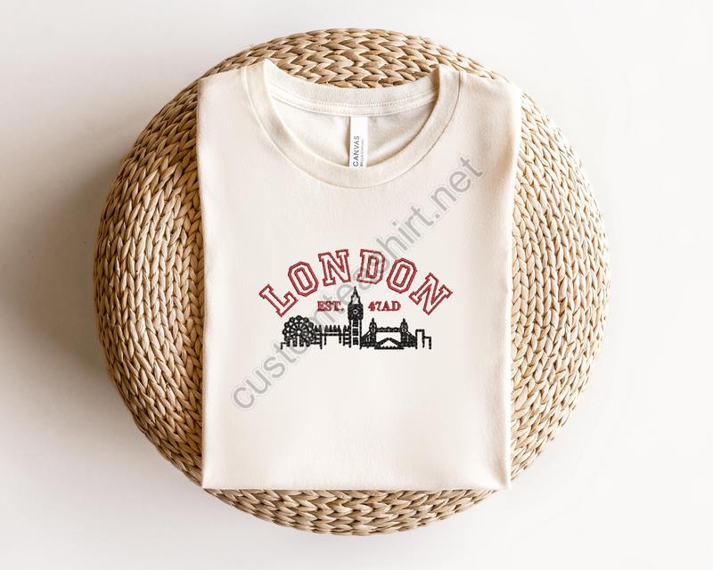 Embroidered London Shirtlondon Embroidery Shirtlondon Embroidery Shirtvacation In London Shirtgift For Travel Lover