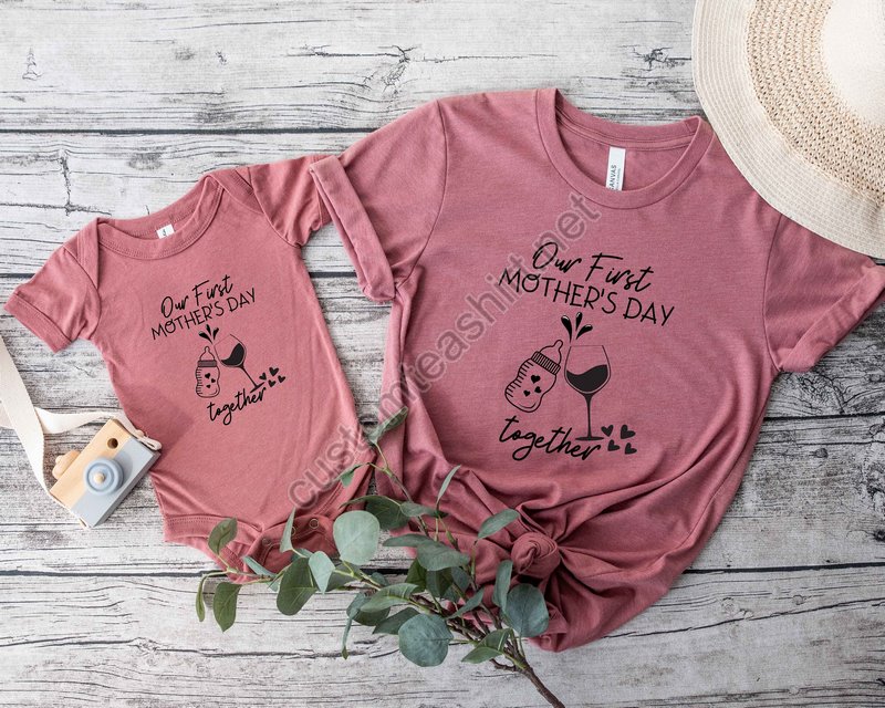 Our First Mother's Day Shirts Matching Mama And Mini Shirt Cute Mother's Day Shirt Elephant Mommy And Me Shirt 1st Mothers Day Outfit